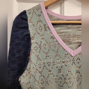 Anthropologie sweater with puff sleeve detail
